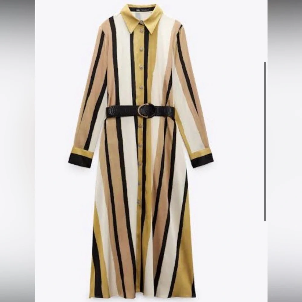 Zara NWOT Satin Striped Shirt dress - Picture 7 of 7